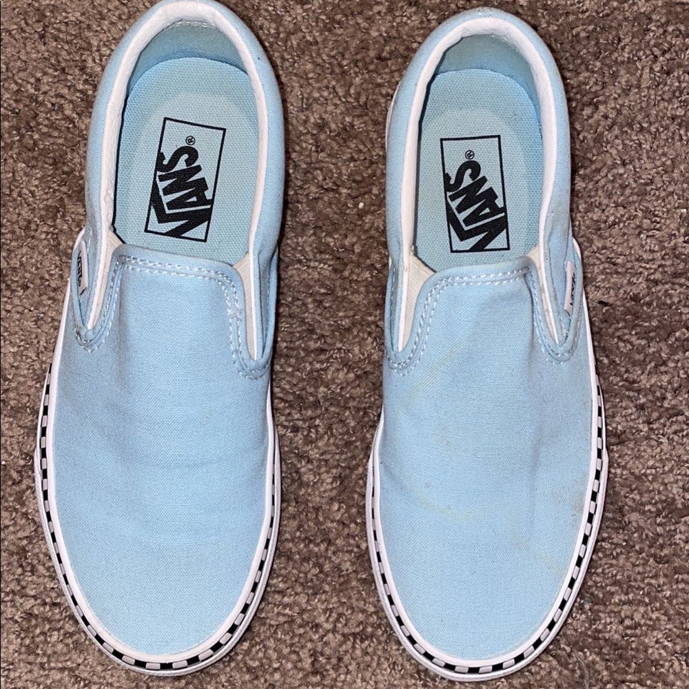 baby blue checkered vans
